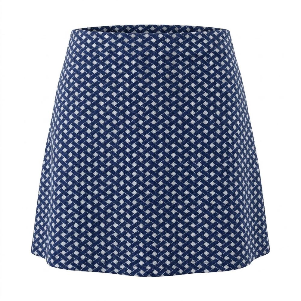 Zara Blue Knit A-Line Mini Geometric Skirt Women Size XS